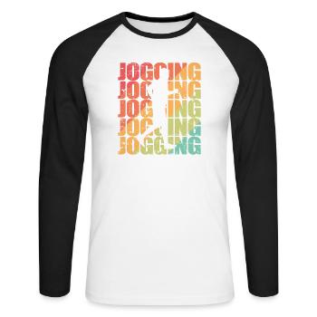 Jogging Racing Fitness Sports Running - Unisex Long Sleeve Baseball T-Shirt - white/black - Front - Nik (191cm)