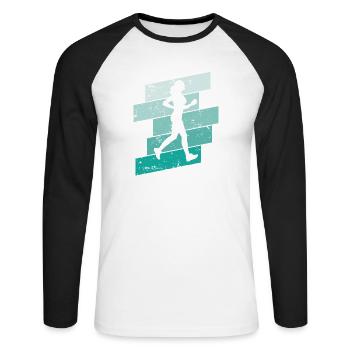 Jogging Fitness Sports Running - Unisex Long Sleeve Baseball T-Shirt - white/black - Front - Nik (191cm)