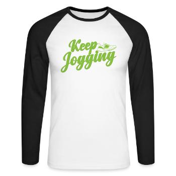 Keep Jogging Fitness Sport Running - Unisex Long Sleeve Baseball T-Shirt - white/black - Front - Nik (191cm)