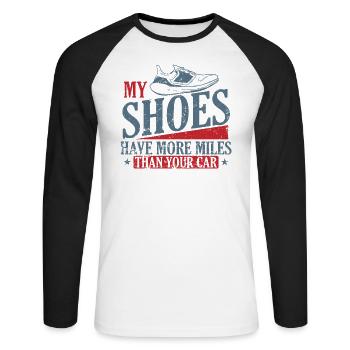 Mes chaussures ont plus de Miles que votre Car Jogging - T-shirt baseball manches longues Homme - blanc/noir - Devant - Nik (191cm)
