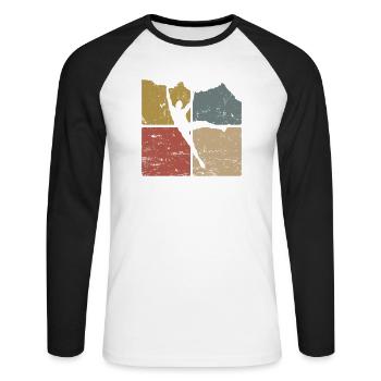 Klettern Bouldern Hobby Fitness Sport - Unisex Baseballshirt langarm - Weiß/Schwarz - Vorne - Nik (191cm)