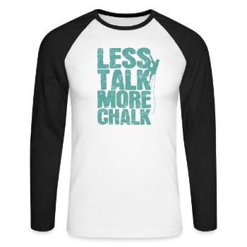 Moins parler plus de craie escalader le bloc - T-shirt baseball manches longues Homme - blanc/noir - Devant - Nik (191cm)