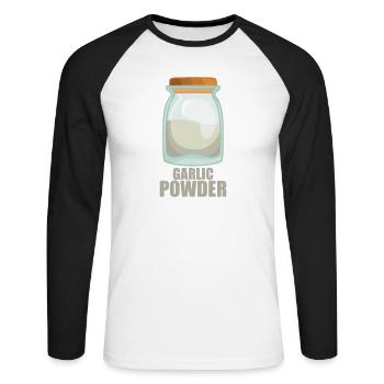 Poudre d’ail épices goût cuisine - T-shirt baseball manches longues Homme - blanc/noir - Devant - Nik (191cm)
