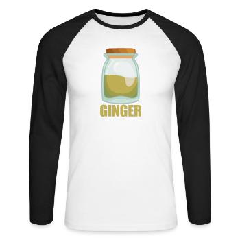 Ginger Spice Goût Cuisine - T-shirt baseball manches longues Homme - blanc/noir - Devant - Nik (191cm)