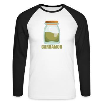 Cardamon Gewürz Geschmack Essen Kochen - Unisex Baseballshirt langarm - Weiß/Schwarz - Vorne - Nik (191cm)