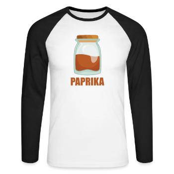 Paprika Spice Taste Food Cooking - T-shirt baseball manches longues Homme - blanc/noir - Devant - Nik (191cm)