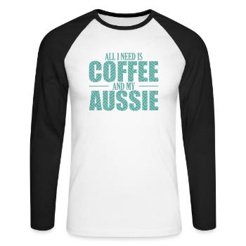 All I need is Coffee and my Aussie Shepherd - Unisex Long Sleeve Baseball T-Shirt - white/black - Front - Nik (191cm)