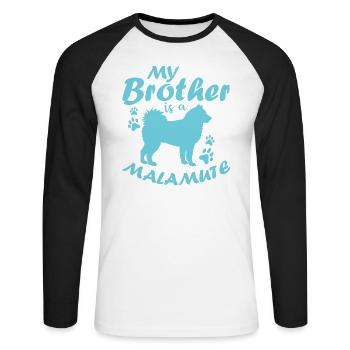 Mon frère est un animal de compagnie Malamute d’Alaska - T-shirt baseball manches longues Homme - blanc/noir - Devant - Nik (191cm)