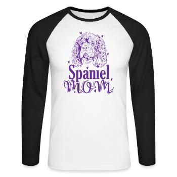 Spaniel Mom Dog Cocker Spaniel Pet - Unisex Long Sleeve Baseball T-Shirt - white/black - Front - Nik (191cm)
