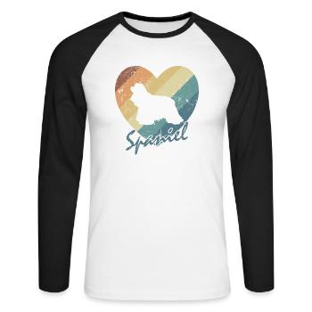 Cockerspaniel Hund Spaniel Haustier Hund - Unisex Baseballshirt langarm - Weiß/Schwarz - Vorne - Nik (191cm)