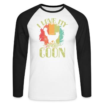 I Love my Maine Coon Cat Pet Cat - Unisex Long Sleeve Baseball T-Shirt - white/black - Front - Nik (191cm)