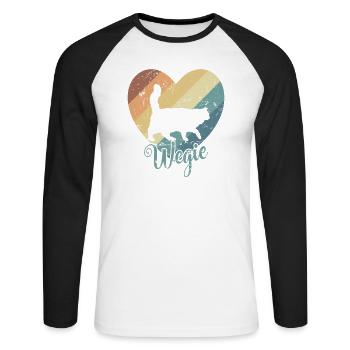 Wegie Cat Norwegian Forest Cat Pet - Unisex Long Sleeve Baseball T-Shirt - white/black - Front - Nik (191cm)