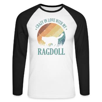 Crazy in Love with my Ragdoll Domestic Cat - T-shirt baseball manches longues Homme - blanc/noir - Devant - Nik (191cm)