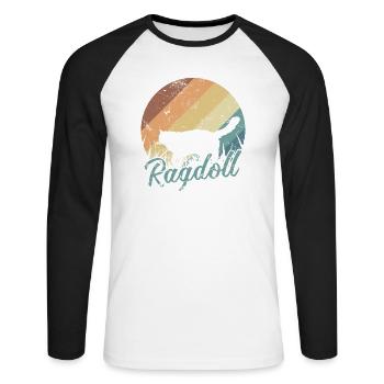Cat Ragdoll Pet Domestic Cat Breed - Unisex Long Sleeve Baseball T-Shirt - white/black - Front - Nik (191cm)