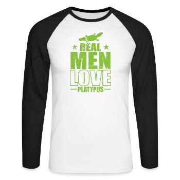 Real Men Love Platypus Platypus Australia - Unisex Long Sleeve Baseball T-Shirt - white/black - Front - Nik (191cm)