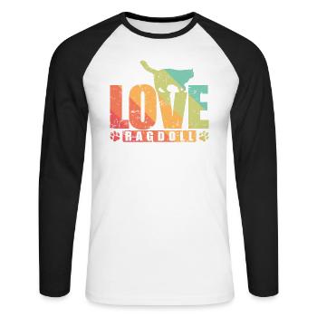 Love Ragdoll Haustier Katze Rasse - Unisex Baseballshirt langarm - Weiß/Schwarz - Vorne - Nik (191cm)