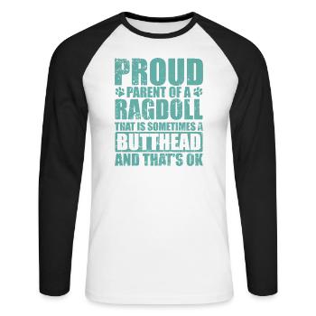 Proud Parent of a Ragdoll Cat Hauskatze - Unisex Long Sleeve Baseball T-Shirt - white/black - Front - Nik (191cm)