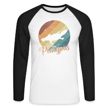 Ornithorynque ornithorynque Australie Outback - T-shirt baseball manches longues Homme - blanc/noir - Devant - Nik (191cm)