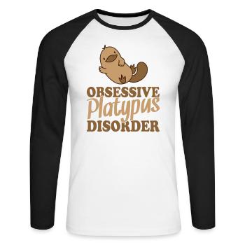 Obsessive Platypus Disorder Schnabeltier - Unisex Long Sleeve Baseball T-Shirt - white/black - Front - Nik (191cm)