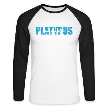 Platypus addict Australie Ornithorynque animal - T-shirt baseball manches longues Homme - blanc/noir - Devant - Nik (191cm)