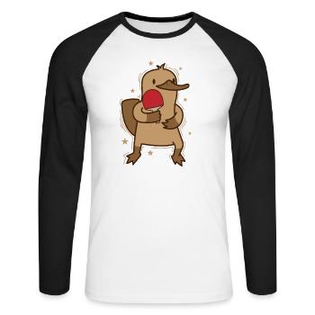 Platypus plays table tennis Australia - Unisex Long Sleeve Baseball T-Shirt - white/black - Front - Nik (191cm)