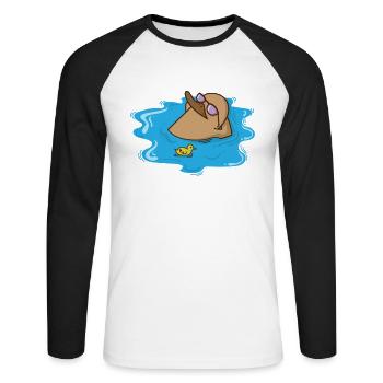 Ornithorynque s’allonge dans l’eau et se détend - T-shirt baseball manches longues Homme - blanc/noir - Devant - Nik (191cm)