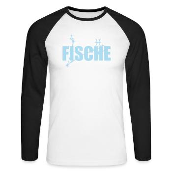 Pisces Zodiac sign Pisces constellation - Unisex Long Sleeve Baseball T-Shirt - white/black - Front - Nik (191cm)
