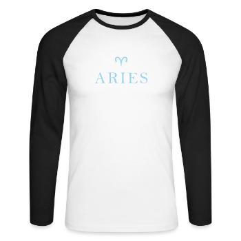 Sternzeichen Aries Widder Sternbild - Unisex Baseballshirt langarm - Weiß/Schwarz - Vorne - Nik (191cm)