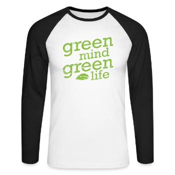 Green Mind, Green Life Nature Conservation Environnement - T-shirt baseball manches longues Homme - blanc/noir - Devant - Nik (191cm)