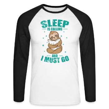 Le sommeil appelle et je dois aller paresseux - T-shirt baseball manches longues Homme - blanc/noir - Devant - Nik (191cm)