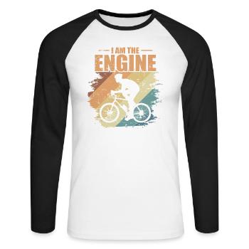 Je suis l’Engine Cycling Fitness - T-shirt baseball manches longues Homme - blanc/noir - Devant - Nik (191cm)