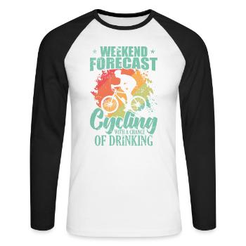 Prévisions de week-end Cyclisme avec possibilité de boire - T-shirt baseball manches longues Homme - blanc/noir - Devant - Nik (191cm)