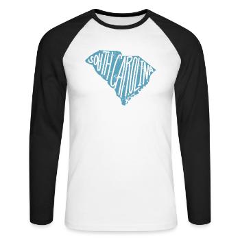 South Carolina Map USA America - Unisex Long Sleeve Baseball T-Shirt - white/black - Front - Nik (191cm)