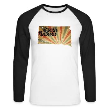 Carte du Dakota du Sud États-Unis Amérique - T-shirt baseball manches longues Homme - blanc/noir - Devant - Nik (191cm)
