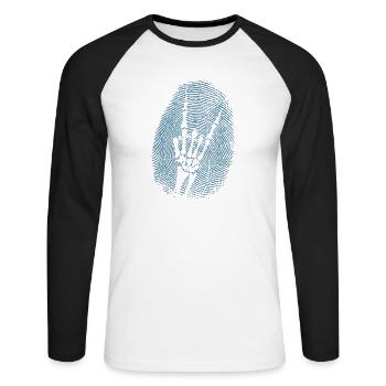 Heavy Metal Fingerabdruck Musikrichtung - Unisex Baseballshirt langarm - Weiß/Schwarz - Vorne - Nik (191cm)
