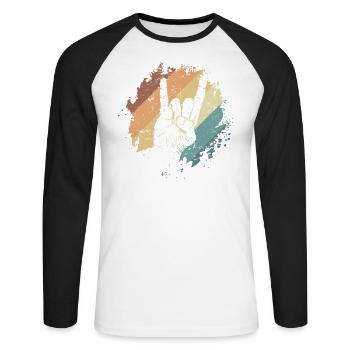 Heavy Metal Handzeichen Musik Band Genre - Unisex Baseballshirt langarm - Weiß/Schwarz - Vorne - Nik (191cm)