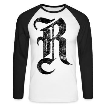 Tshirt alphabet initial R - Unisex Long Sleeve Baseball T-Shirt - white/black - Front - Nik (191cm)