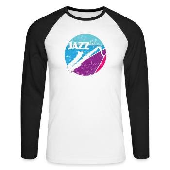 Saxophone Jazz Musik Soul - Unisex Baseballshirt langarm - Weiß/Schwarz - Vorne - Nik (191cm)