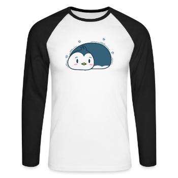 Un pingouin blottit un animal de l’Antarctique - T-shirt baseball manches longues Homme - blanc/noir - Devant - Nik (191cm)