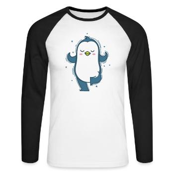 Penguin yoga or meditation Antarctica - Unisex Long Sleeve Baseball T-Shirt - white/black - Front - Nik (191cm)