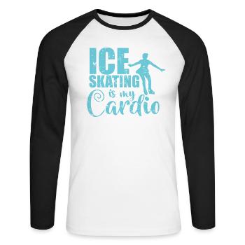 Le patinage sur glace est mon Cardio Schlittschuhlaufen - T-shirt baseball manches longues Homme - blanc/noir - Devant - Nik (191cm)