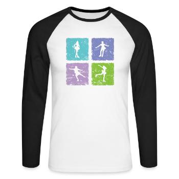 Schlittschuh laufen Sportart im Winter - Unisex Long Sleeve Baseball T-Shirt - white/black - Front - Nik (191cm)