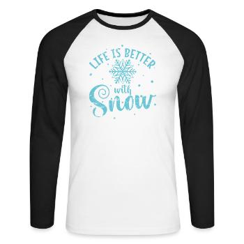 La vie est meilleure avec la saison hivernale de neige - T-shirt baseball manches longues Homme - blanc/noir - Devant - Nik (191cm)