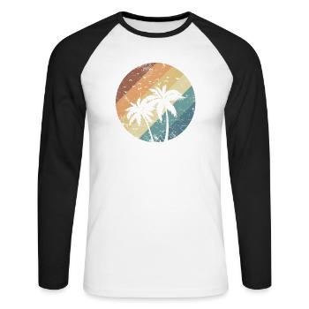 Palmier Relaxation Plant Holiday Beach - T-shirt baseball manches longues Homme - blanc/noir - Devant - Nik (191cm)