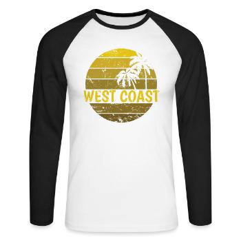 West Coast Palm Holiday Beach - Unisex Long Sleeve Baseball T-Shirt - white/black - Front - Nik (191cm)