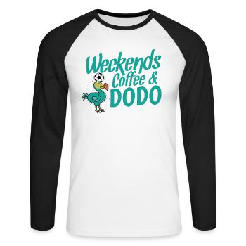 Week-ends Café et Dodo Bird de l’île Maurice - T-shirt baseball manches longues Homme - blanc/noir - Devant - Nik (191cm)