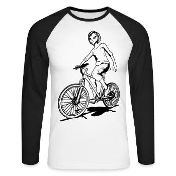 MTB style for adventurers - Ride with Style. - Unisex Long Sleeve Baseball T-Shirt - white/black - Front - Nik (191cm)