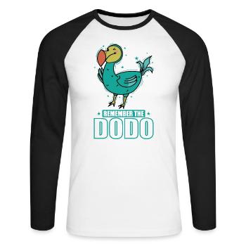 Remenber the Dodo Vogel aus Mauritius - Unisex Baseballshirt langarm - Weiß/Schwarz - Vorne - Nik (191cm)