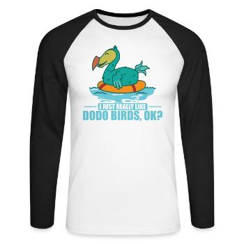 J’aime vraiment les oiseaux dodo, d’accord? Maurice - T-shirt baseball manches longues Homme - blanc/noir - Devant - Nik (191cm)