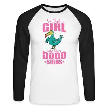 Juste une fille qui aime Dodo Birds Mauritius - T-shirt baseball manches longues Homme - blanc/noir - Devant - Nik (191cm)